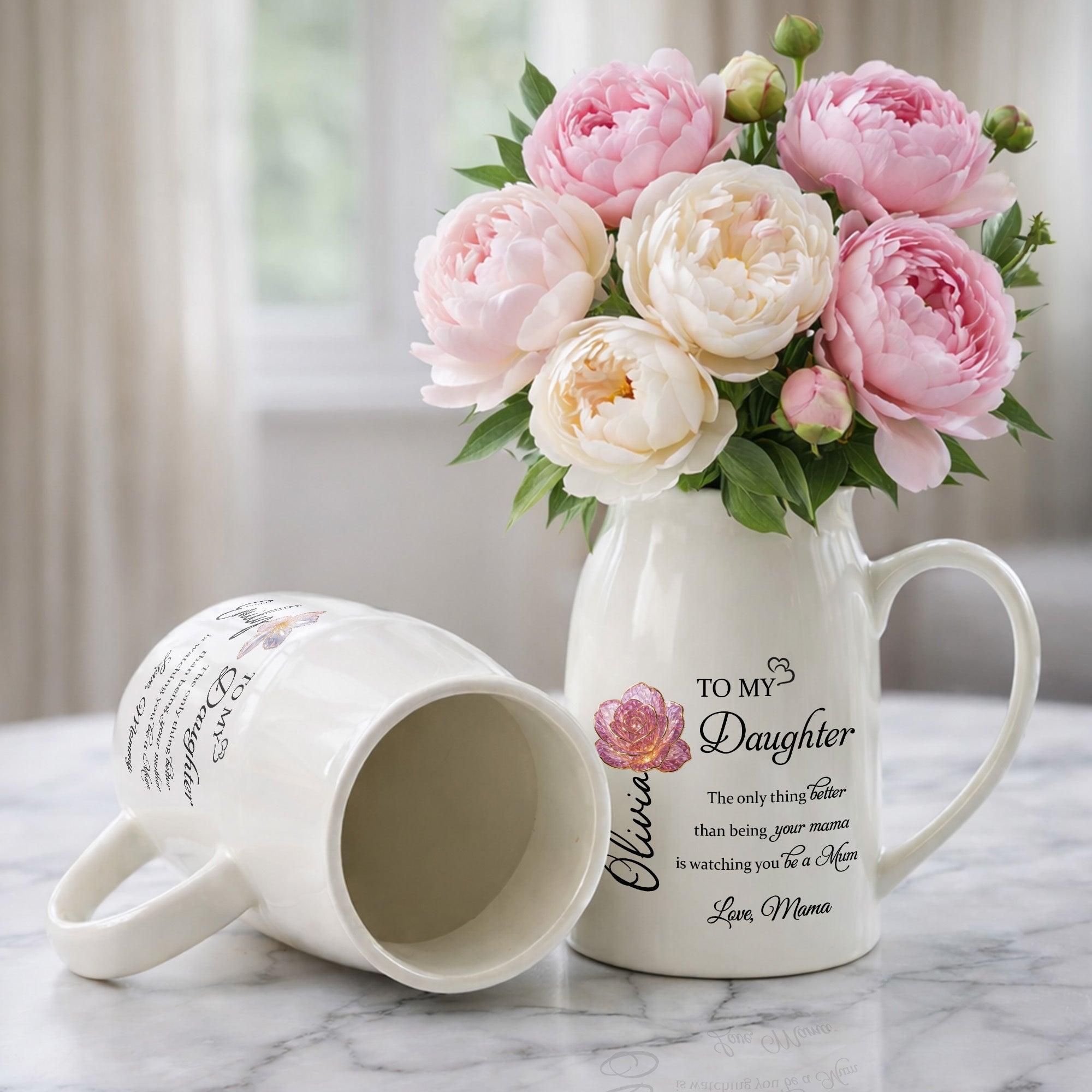 To My Daughter, The Only Thing Better Than Being Your Mother, Flower Design - Personalized Ceramic Flower Vase