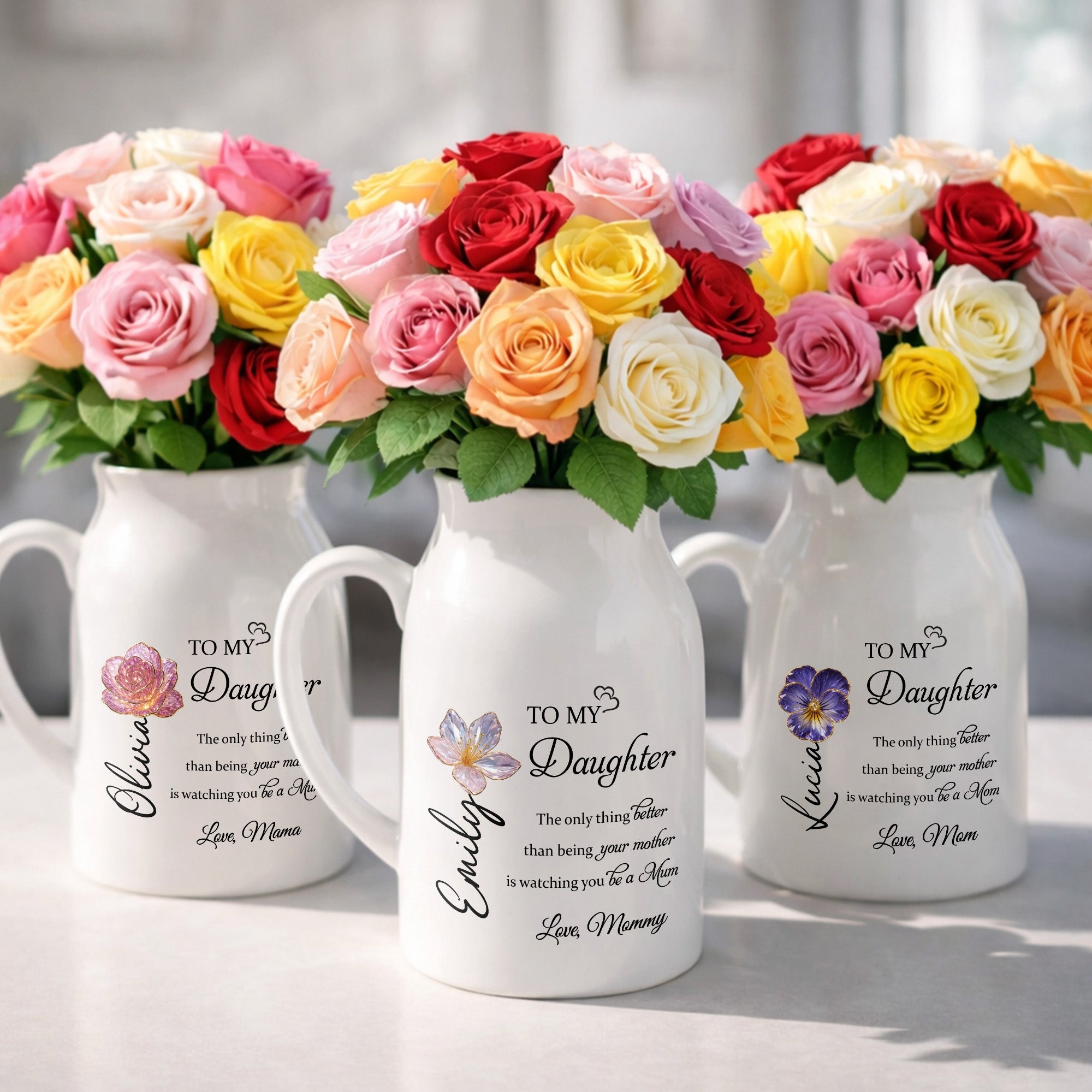 To My Daughter, The Only Thing Better Than Being Your Mother, Flower Design - Personalized Ceramic Flower Vase