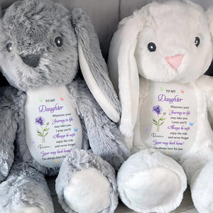 To My Daughter Bunny With Flower - Personalized Stuffed Bunny - DAU320_BUN