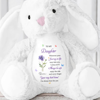 To My Daughter Bunny With Flower - Personalized Stuffed Bunny - DAU320_BUN