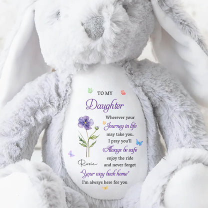 To My Daughter Bunny With Flower - Personalized Stuffed Bunny - DAU320_BUN