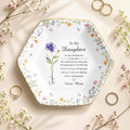 To My Daughter On Your Wedding Day With Birth Month Flowers - Personalized Custom Jewelry Dish, Ceramic Dish, Hexagonal Shape - DAU322_HECRD