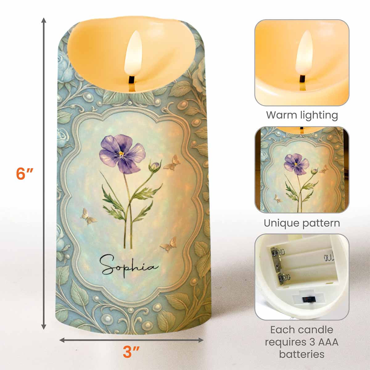 To My Daughter On Your Wedding Day Birth Month Flower And Butterflies - Personalized Custom LED Candle - DAU322_LECA