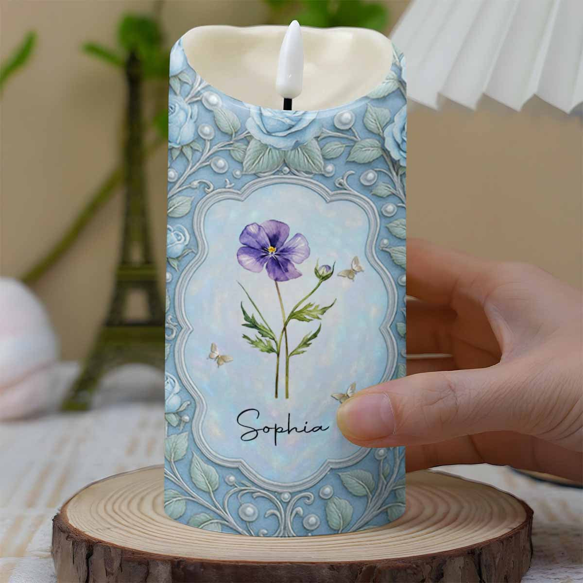 To My Daughter On Your Wedding Day Birth Month Flower And Butterflies - Personalized Custom LED Candle - DAU322_LECA