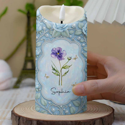 To My Daughter On Your Wedding Day Birth Month Flower And Butterflies - Personalized Custom LED Candle - DAU322_LECA