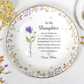 To My Daughter On Your Wedding Day With Purple Flower And Wildflowers - Personalized Custom Jewelry Dish, Ceramic Dish, Round Shape - DAU322_RCRF