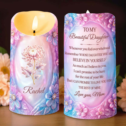 To My Beautiful Daughter Purple Flowers Personalized Candle - Personalized Custom LED Candle - DAU323_LECA