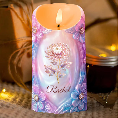 To My Beautiful Daughter Purple Flowers Personalized Candle - Personalized Custom LED Candle - DAU323_LECA