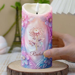 To My Beautiful Daughter Purple Flowers Personalized Candle - Personalized Custom LED Candle - DAU323_LECA