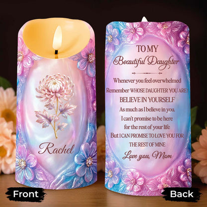 To My Beautiful Daughter Purple Flowers Personalized Candle - Personalized Custom LED Candle - DAU323_LECA