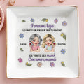 Para Mi Hija Spanish Mother Daughter Wine And Flowers Ceramic Dish - Personalized Custom Jewelry Dish, Square Ceramic Dish - DAU326_SCRD