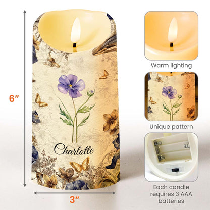 To My Daughter Never Forget I Love You Floral Butterfly Candle - Personalized Custom LED Candle - DAU329_LECA