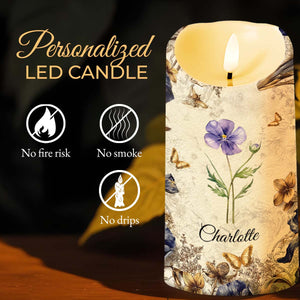 To My Daughter Never Forget I Love You Floral Butterfly Candle - Personalized Custom LED Candle - DAU329_LECA