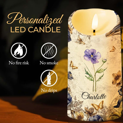 To My Daughter Never Forget I Love You Floral Butterfly Candle - Personalized Custom LED Candle - DAU329_LECA