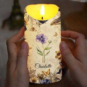 To My Daughter Never Forget I Love You Floral Butterfly Candle - Personalized Custom LED Candle - DAU329_LECA