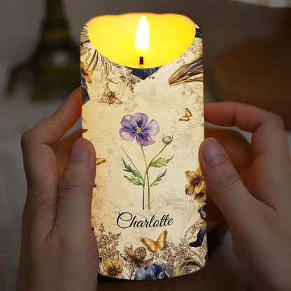 To My Daughter Never Forget I Love You Floral Butterfly Candle - Personalized Custom LED Candle - DAU329_LECA