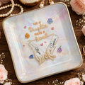 First My Daughter Forever My Friend Holding Hands Flowers - Personalized Custom Jewelry Dish, Ceramic Dish, Square Shape - DAU339_SCRF