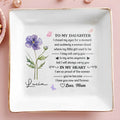 To My Daughter Always In My Heart Flower And Butterfly - Personalized Custom Jewelry Dish, Square Ceramic Dish - DAU345_SCRD