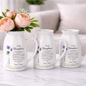 To My Daughter On Your Wedding Day Birth Month Flowers - Personalized Ceramic Flower Vase