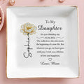 To My Daughter On Your Wedding Day With Flower And Heart - Personalized Custom Jewelry Dish, Square Ceramic Dish - DAU350_SCRD