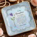 To My Daughter On Your Wedding Day Flower Jewelry Dish - Personalized Custom Jewelry Dish, Ceramic Dish, Square Shape - DAU351_SCRF
