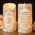 To My Daughter On My Wedding Day With Birth Month Flowers - Personalized Custom LED Candle - DAU354_LECA
