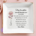 To My Daughter On Your Wedding Day Custom Birth Month Flower - Personalized Custom Jewelry Dish, Square Ceramic Dish - DAU354_SCRD