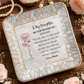 To My Daughter On My Wedding Day Birth Month Flower Mosaic - Personalized Custom Jewelry Dish, Ceramic Dish, Square Shape - DAU354_SCRF