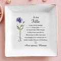 À Ma Fille Le Jour De Ton Mariage Birth Month Flower - Personalized Custom Jewelry Dish, Square Ceramic Dish - DAU359_SCRD