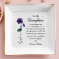 To My Daughter On Your Wedding Day Flower Heart - Personalized Custom Jewelry Dish, Square Ceramic Dish - DAU371_SCRD