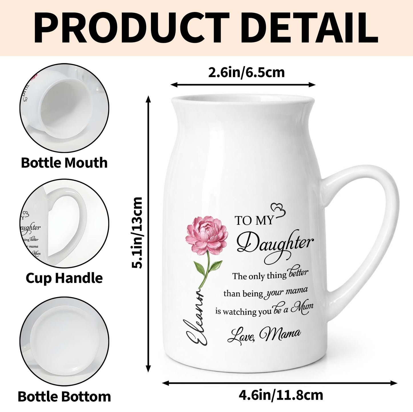 To My Daughter The Only Thing Better Birth Month Flower - Personalized Ceramic Flower Vase