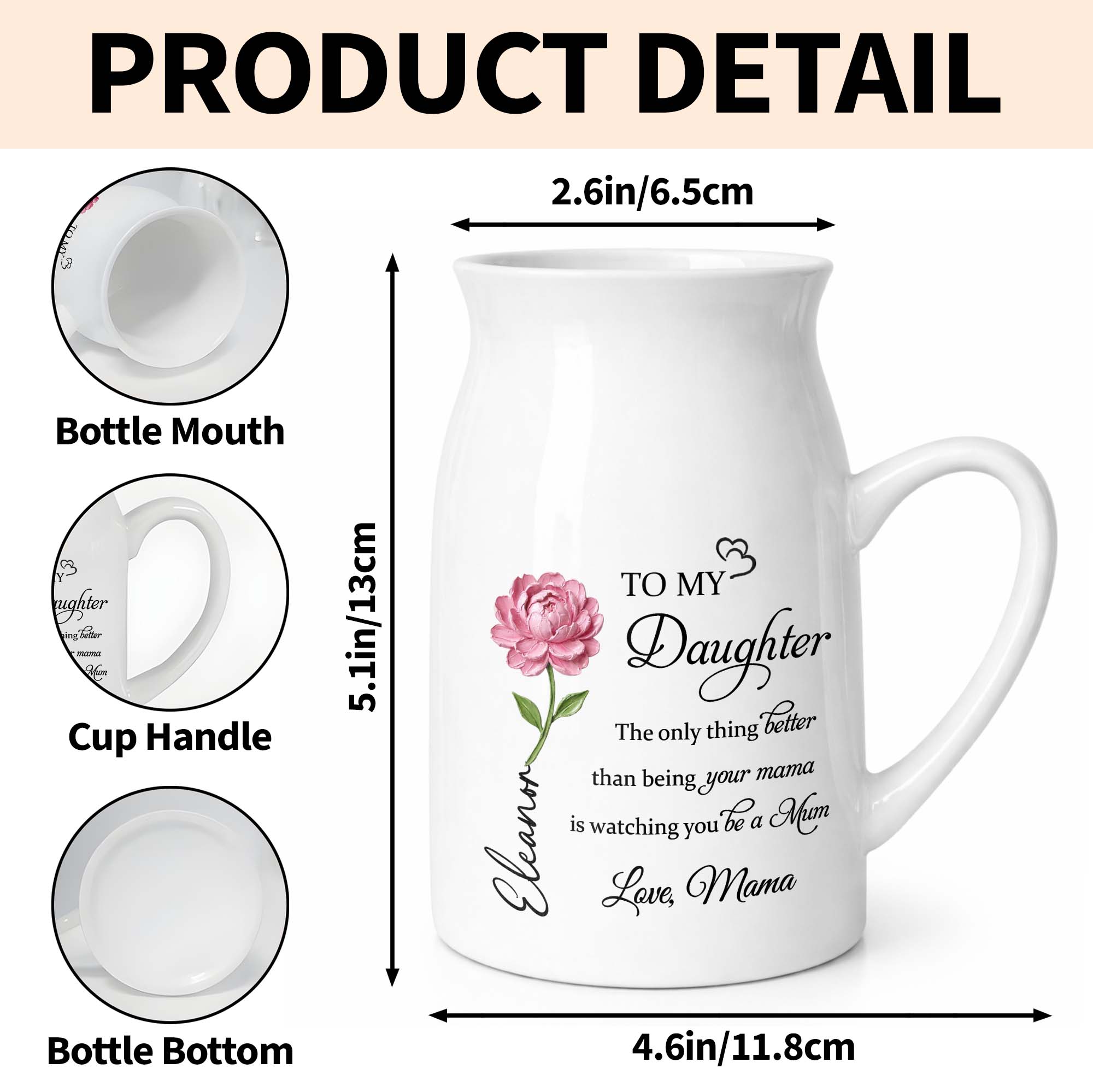 To My Daughter The Only Thing Better Birth Month Flower - Personalized Ceramic Flower Vase