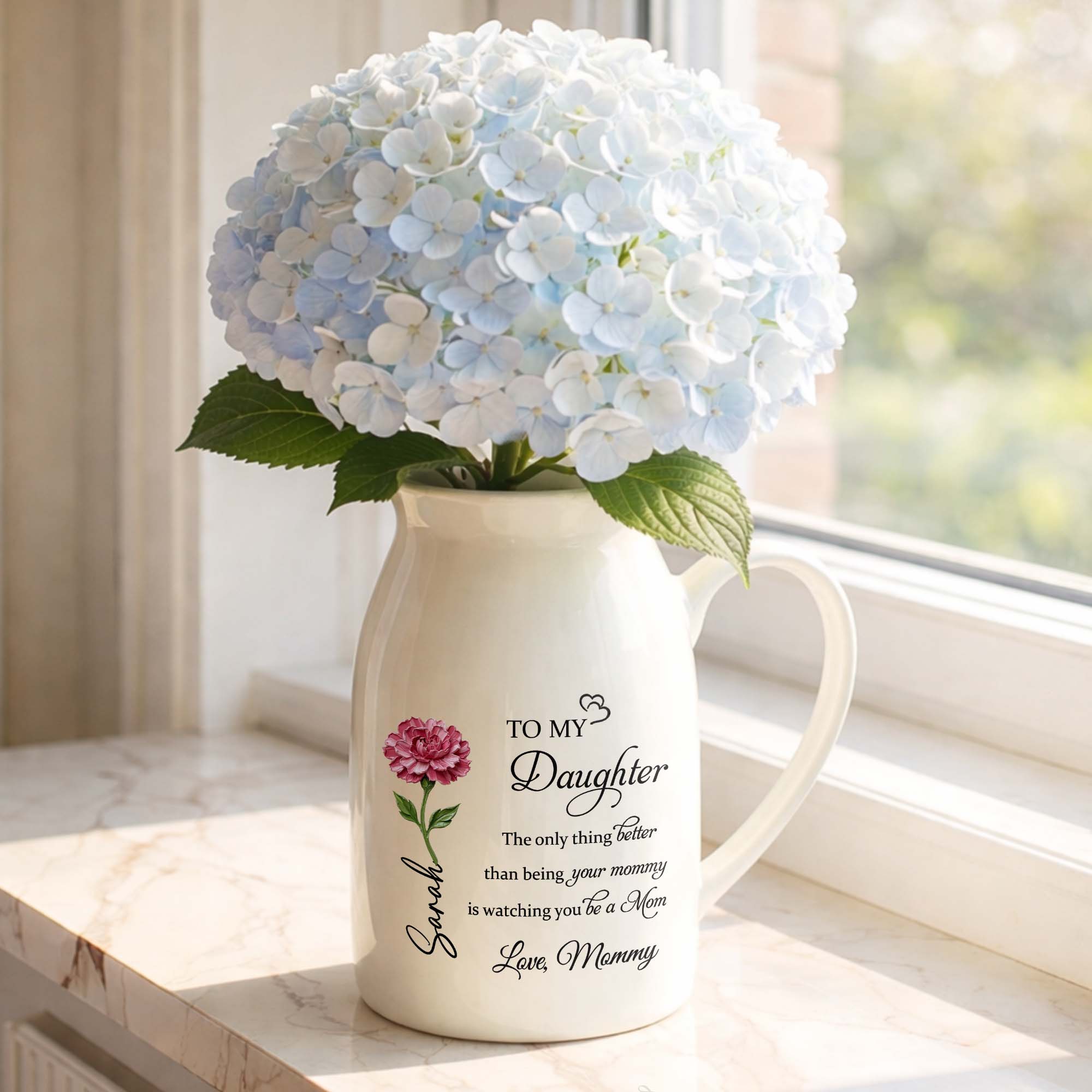 To My Daughter The Only Thing Better Birth Month Flower - Personalized Ceramic Flower Vase