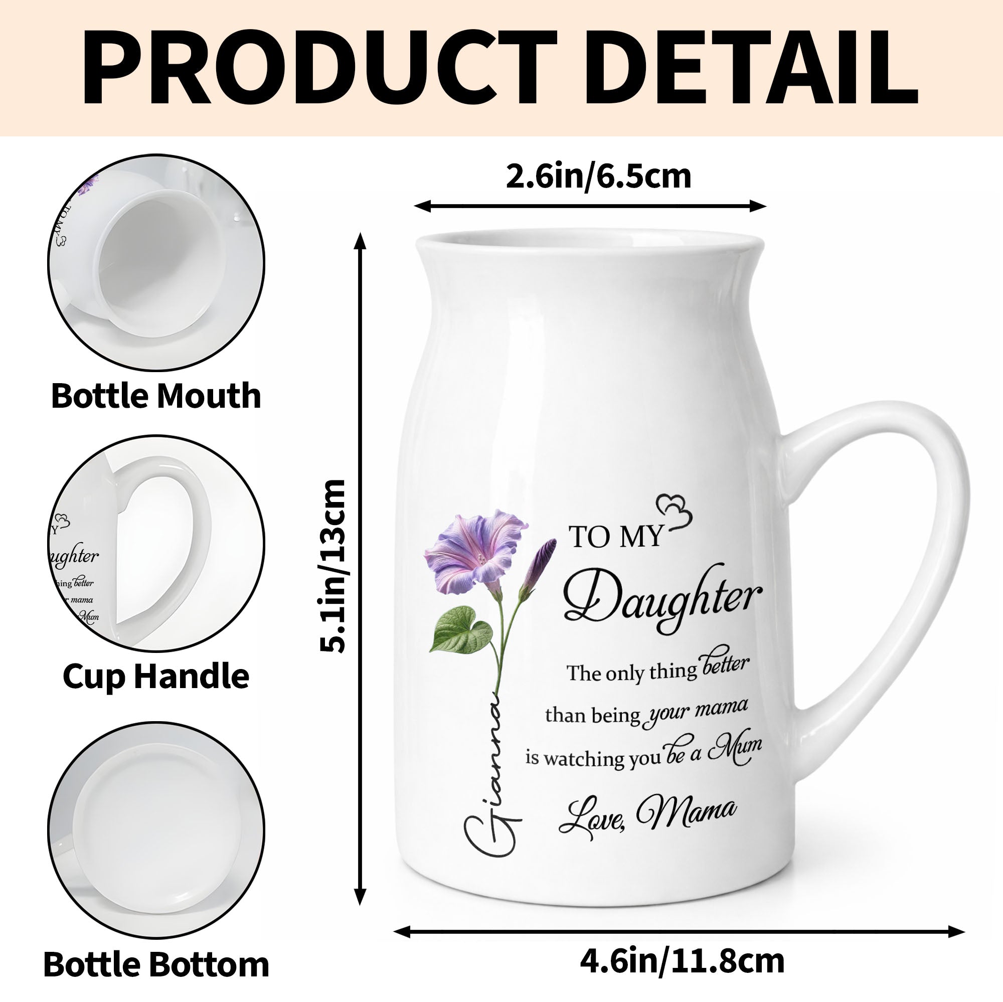 To My Daughter Better Than Being Your Mother Birth Month Flowers - Personalized Ceramic Flower Vase