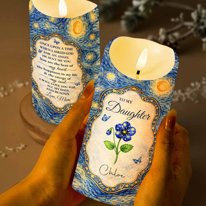 To My Daughter Once Upon A Time Flower Butterflies Art - Personalized Custom LED Candle - DAU381_LECA