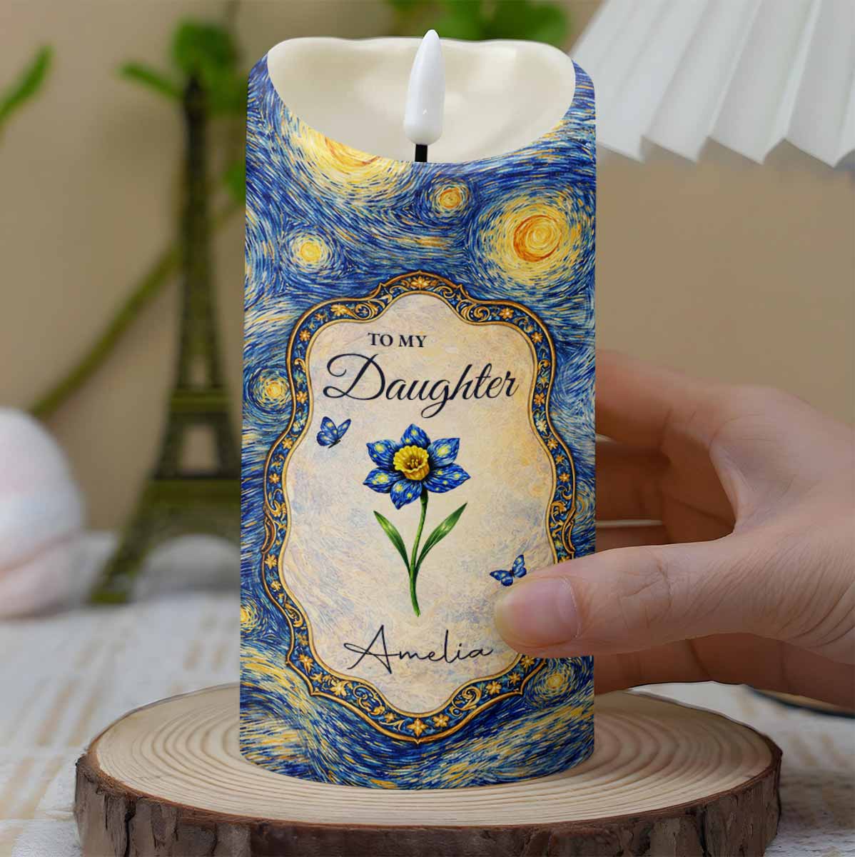 To My Daughter Once Upon A Time Flower Butterflies Art - Personalized Custom LED Candle - DAU381_LECA