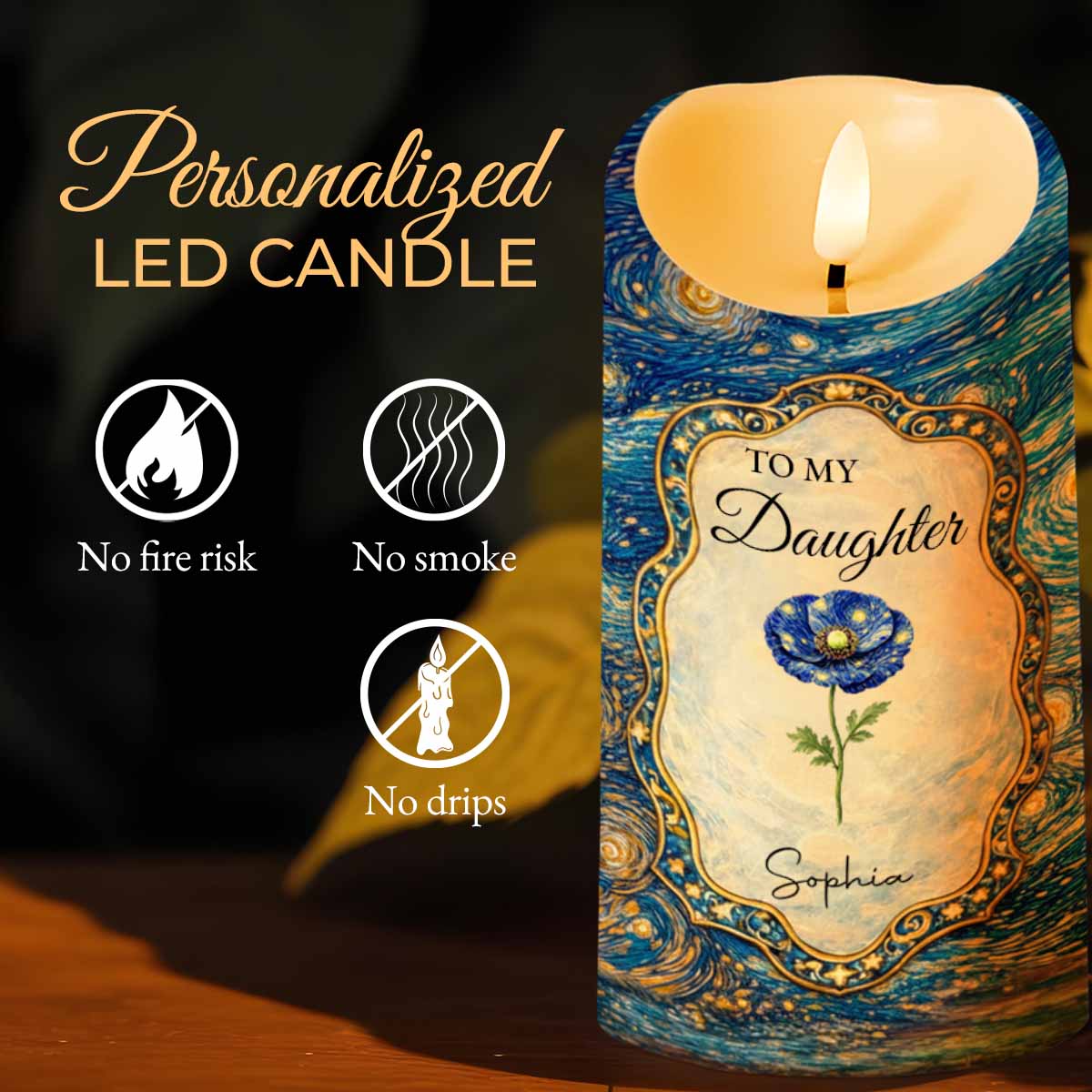 To My Daughter The Only Thing Better Than Being Your Mother Flower Starry Night - Personalized Custom LED Candle - DAU387_LECA