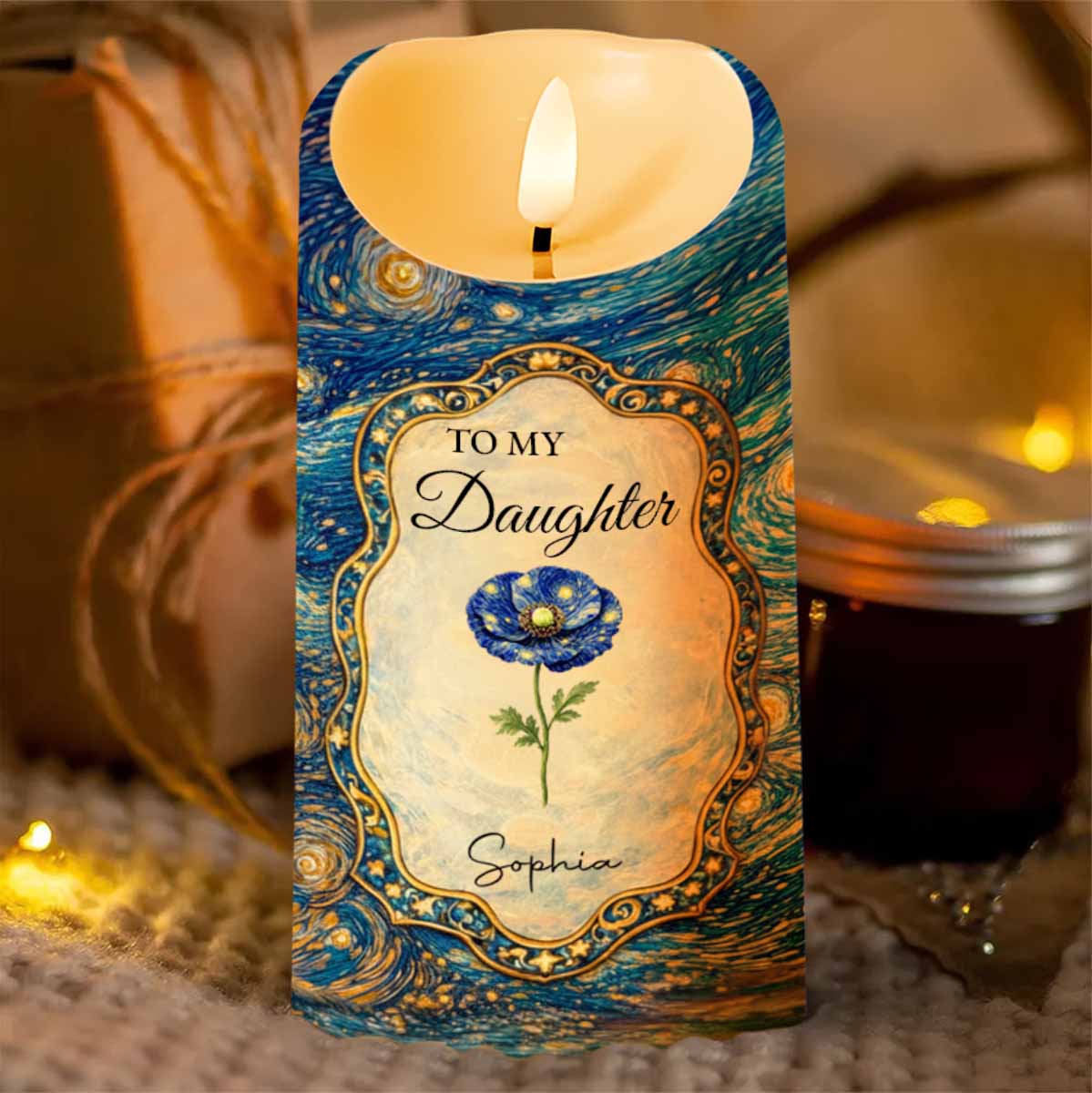 To My Daughter The Only Thing Better Than Being Your Mother Flower Starry Night - Personalized Custom LED Candle - DAU387_LECA