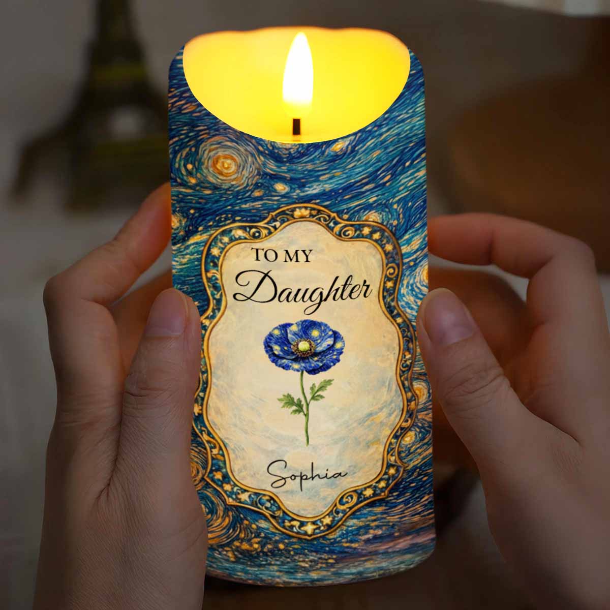 To My Daughter The Only Thing Better Than Being Your Mother Flower Starry Night - Personalized Custom LED Candle - DAU387_LECA