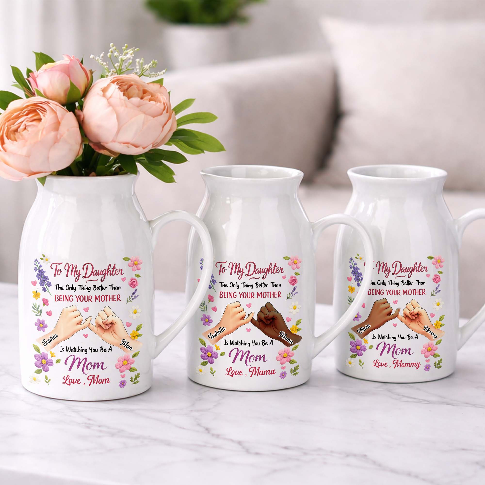 To My Daughter The Only Thing Better Pinky Swear Floral - Personalized Ceramic Flower Vase