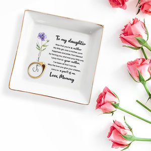 To My Daughter Now That You Are A Mother Flower - Personalized Custom Jewelry Dish, Square Ceramic Dish - DAU397_SCRD