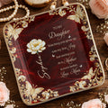 To My Daughter Watching You Grow Up Flower And Butterfly - Personalized Custom Jewelry Dish, Ceramic Dish, Square Shape - DAU401_SCRF
