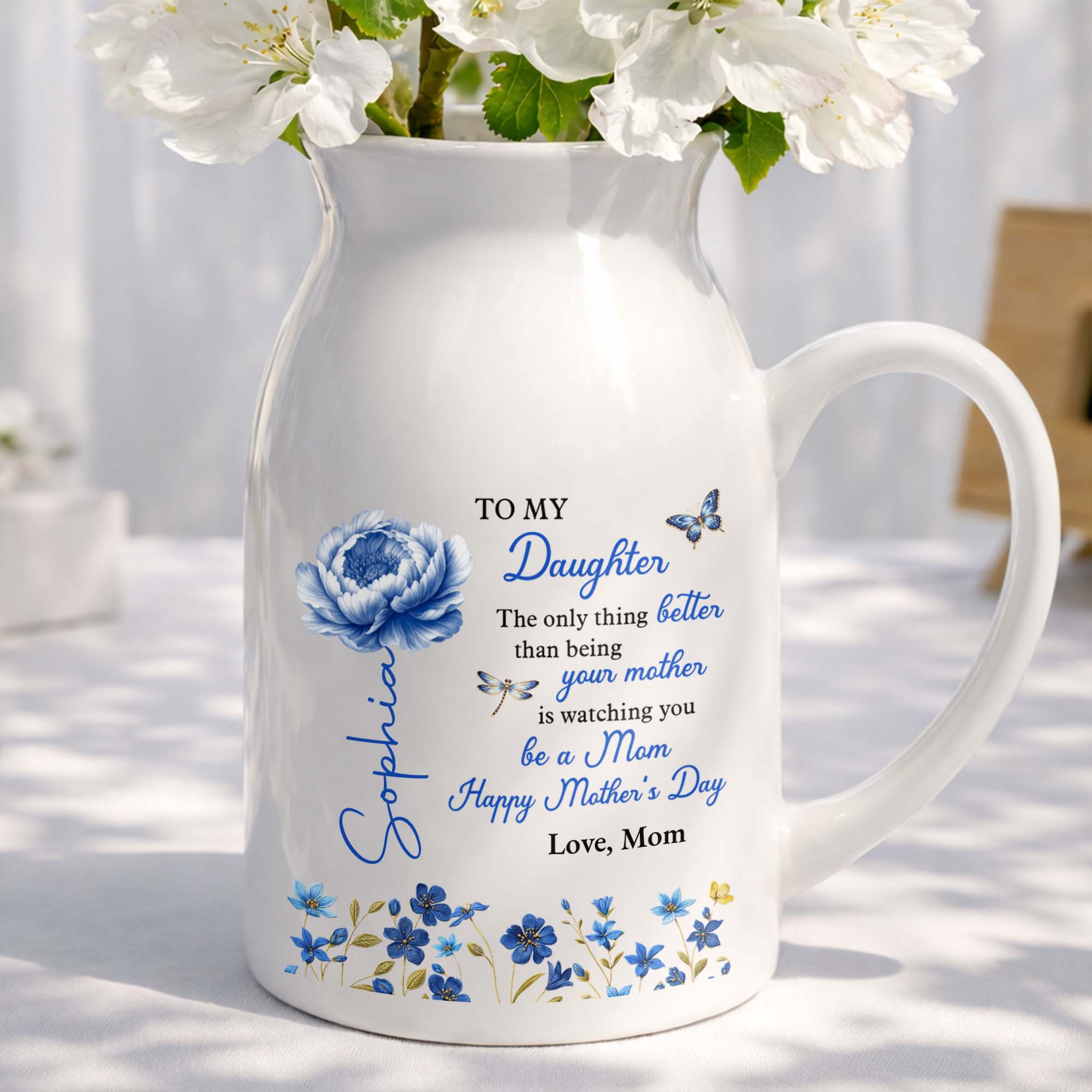 To My Daughter The Only Thing Better Birth Month Flowers - Personalized Ceramic Flower Vase