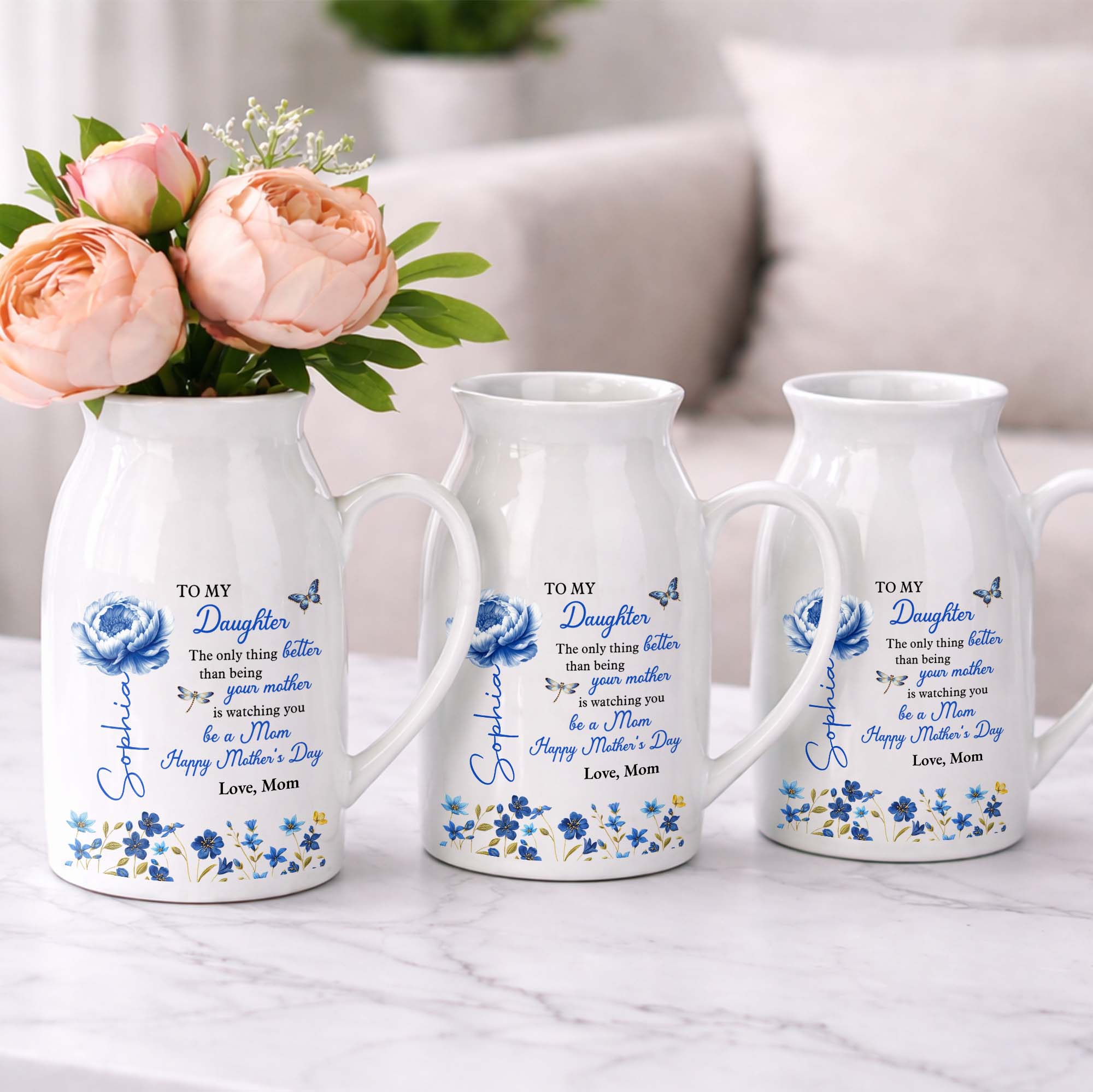 To My Daughter The Only Thing Better Birth Month Flowers - Personalized Ceramic Flower Vase