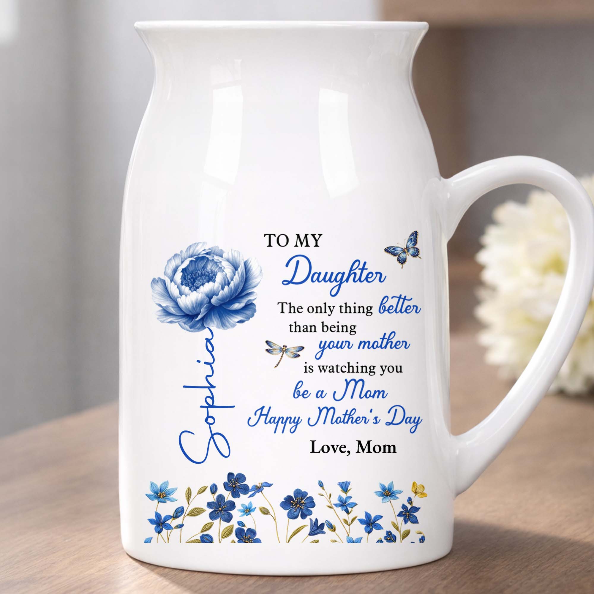 To My Daughter The Only Thing Better Birth Month Flowers - Personalized Ceramic Flower Vase