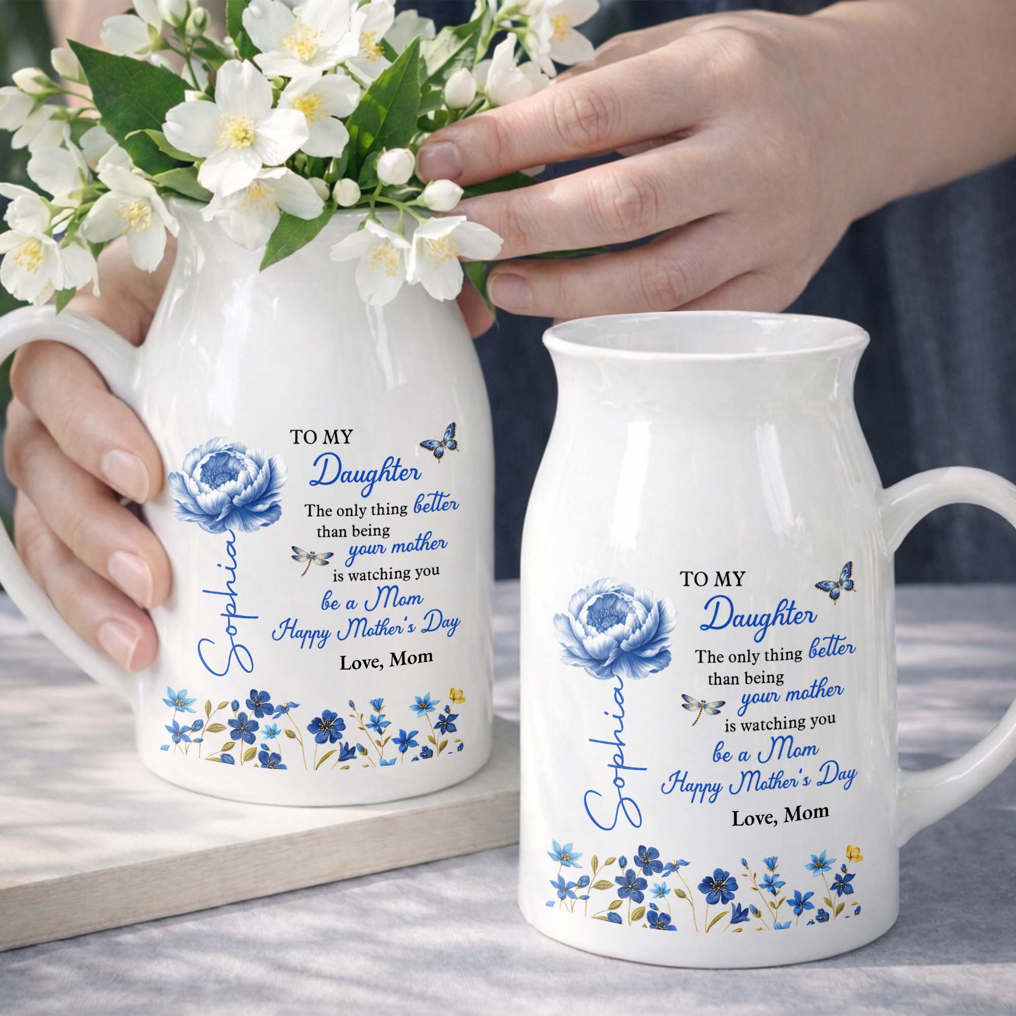 To My Daughter The Only Thing Better Birth Month Flowers - Personalized Ceramic Flower Vase