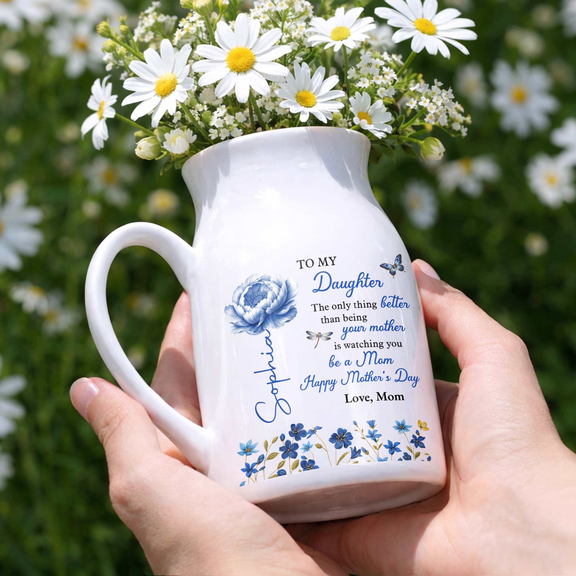 To My Daughter The Only Thing Better Birth Month Flowers - Personalized Ceramic Flower Vase