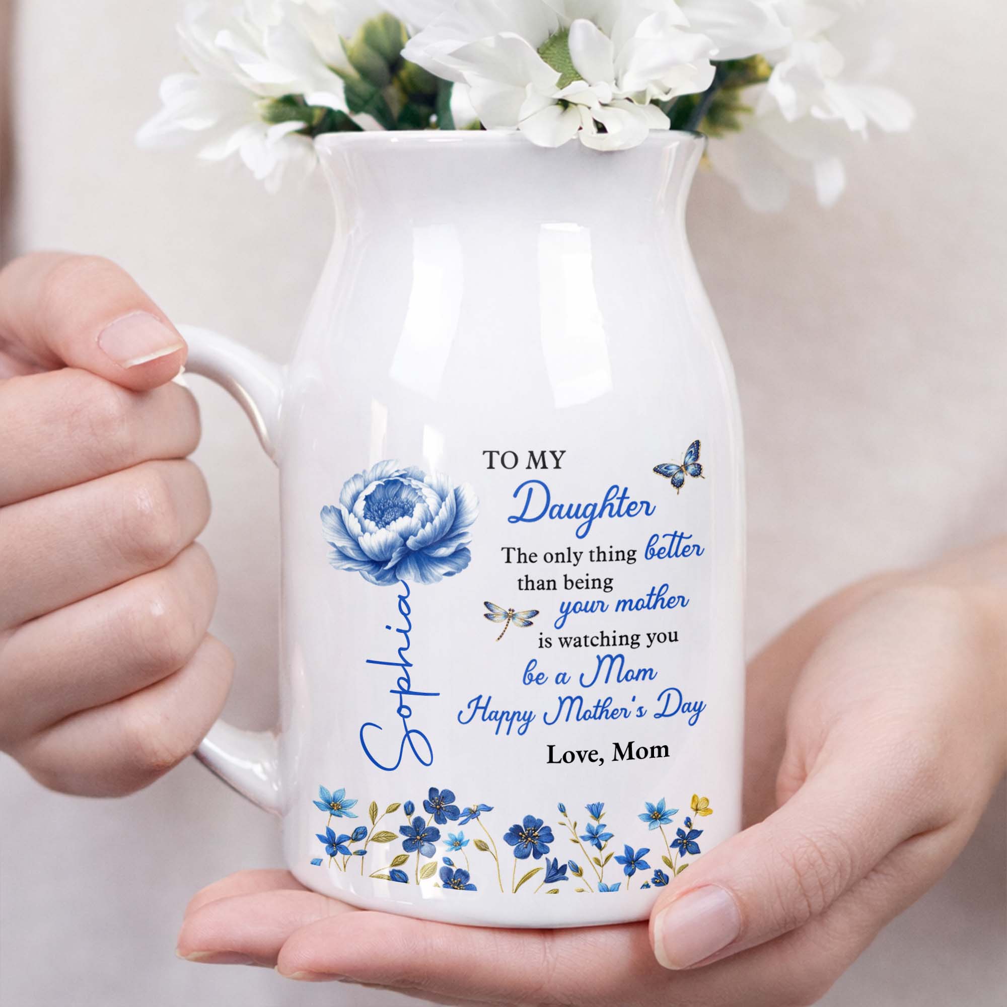 To My Daughter The Only Thing Better Birth Month Flowers - Personalized Ceramic Flower Vase
