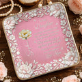 To My Daughter On Her Wedding Day Birth Month Flowers Mother Of Pearl - Personalized Custom Jewelry Dish, Ceramic Dish, Square Shape - DAU411_SCRF