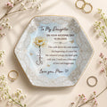 To My Daughter On Your Wedding Day With Flower And Butterflies - Personalized Custom Jewelry Dish, Ceramic Dish, Hexagonal Shape - DAU424_HECRD